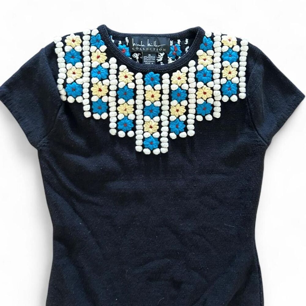 Nicole Miller Floral Embroidered Knit - Size S